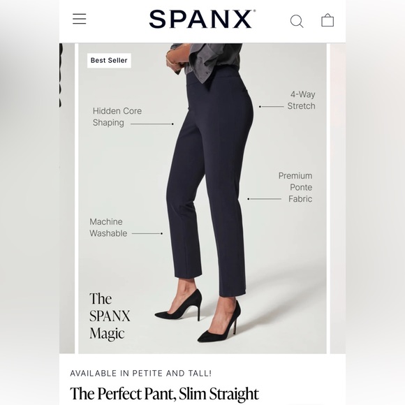 SPANX Pants - Spanx The Perfect Pant. Slim straight. Size L COLOR NAVY